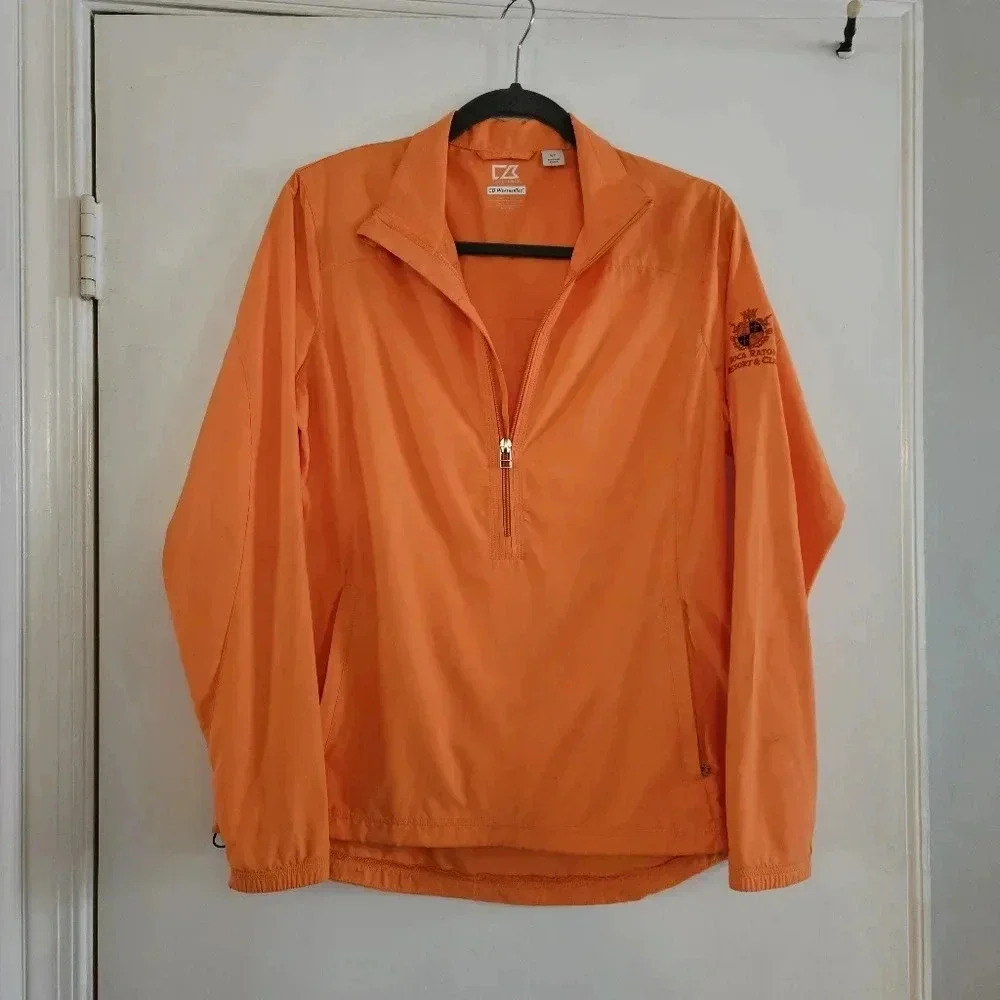Boca Raton Resort & Club Womens Orange Windbreaker 1/2 Zip Small
